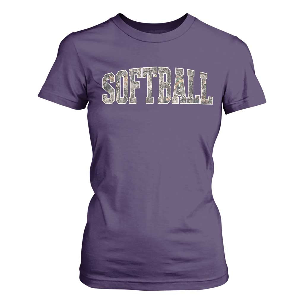 Camo Softball T Shirt For Women Vintage Camouflage Softball Varsity Game Day TS10 Purple Print Your Wear