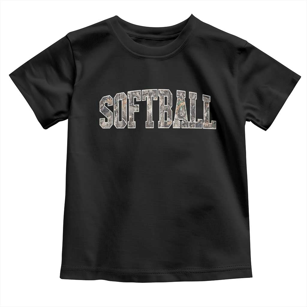 Camo Softball Toddler T Shirt Vintage Camouflage Softball Varsity Game Day TS10 Black Print Your Wear