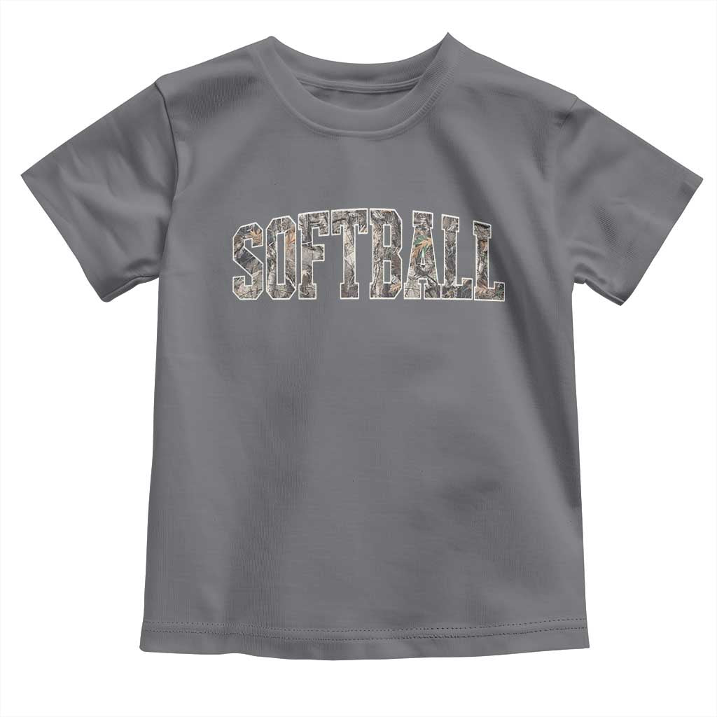 Camo Softball Toddler T Shirt Vintage Camouflage Softball Varsity Game Day TS10 Charcoal Print Your Wear