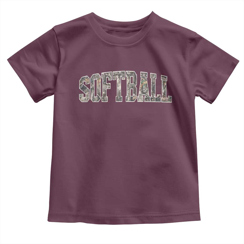 Camo Softball Toddler T Shirt Vintage Camouflage Softball Varsity Game Day TS10 Maroon Print Your Wear