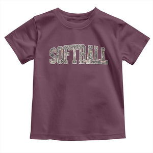 Camo Softball Toddler T Shirt Vintage Camouflage Softball Varsity Game Day TS10 Maroon Print Your Wear