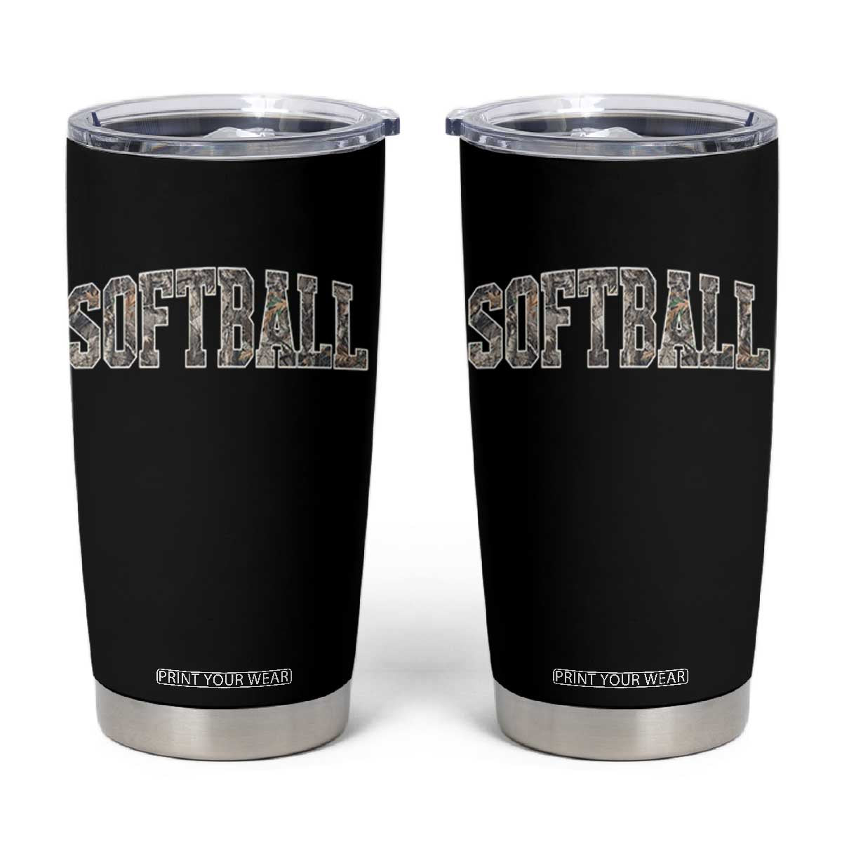 Camo Softball Tumbler Cup Vintage Camouflage Softball Varsity Game Day TS10 Black Print Your Wear