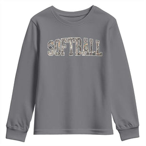 Camo Softball Youth Sweatshirt Vintage Camouflage Softball Varsity Game Day TS10 Charcoal Print Your Wear