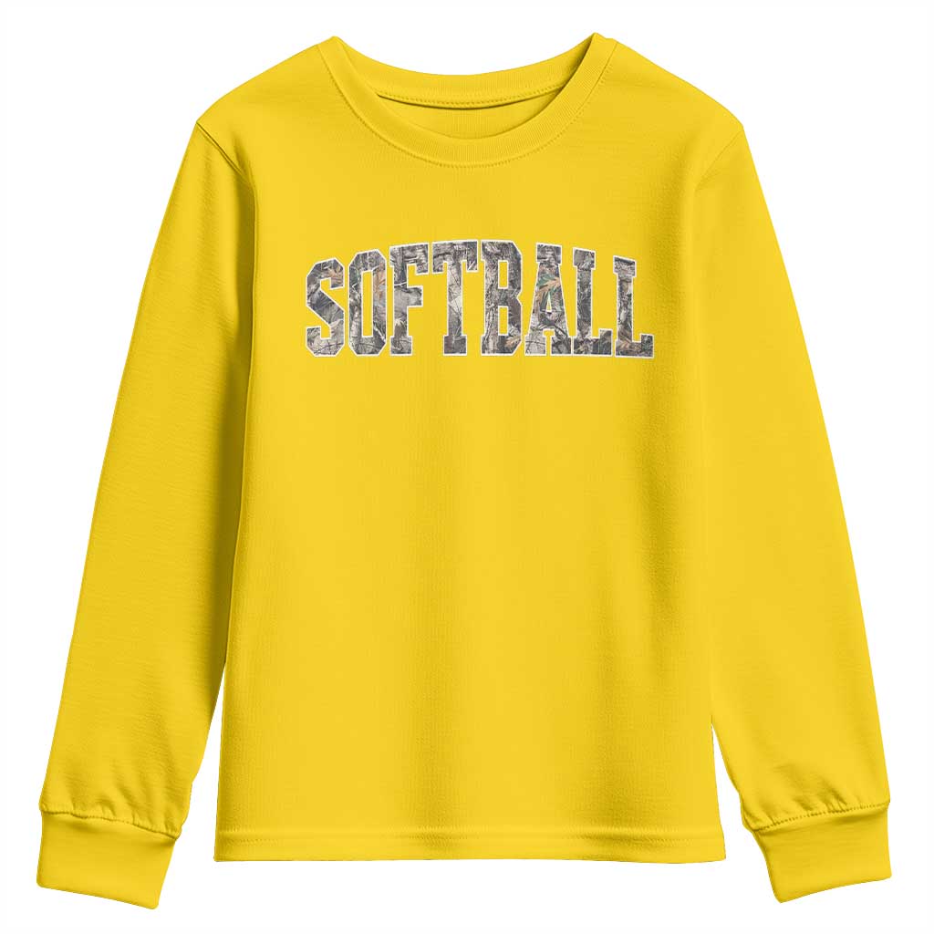 Camo Softball Youth Sweatshirt Vintage Camouflage Softball Varsity Game Day TS10 Daisy Print Your Wear