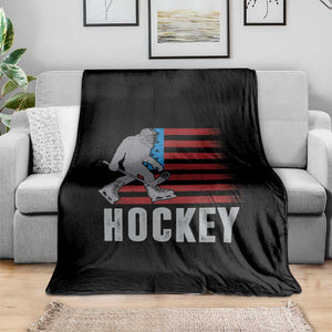 Hockey Bigfoot USA Flag Throw Blanket Vintage Patriotic Ice Hockey Player TS10 Print Your Wear