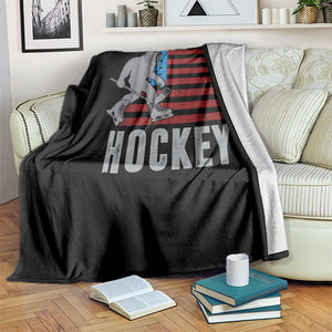 Hockey Bigfoot USA Flag Throw Blanket Vintage Patriotic Ice Hockey Player TS10 Print Your Wear