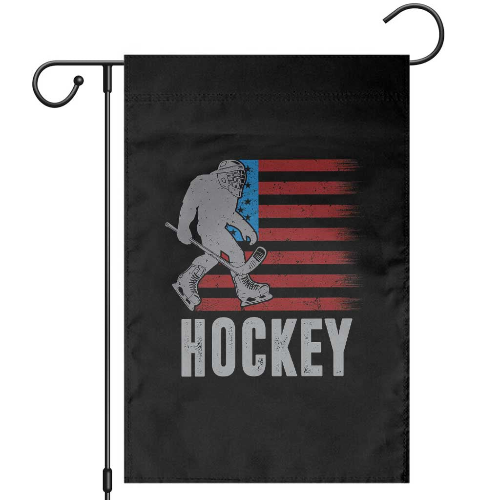 Hockey Bigfoot USA Flag Garden Flag Vintage Patriotic Ice Hockey Player TS10 Black Print Your Wear