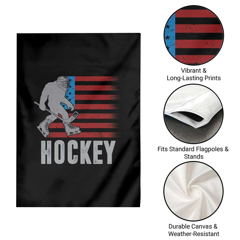Hockey Bigfoot USA Flag Garden Flag Vintage Patriotic Ice Hockey Player TS10 Print Your Wear