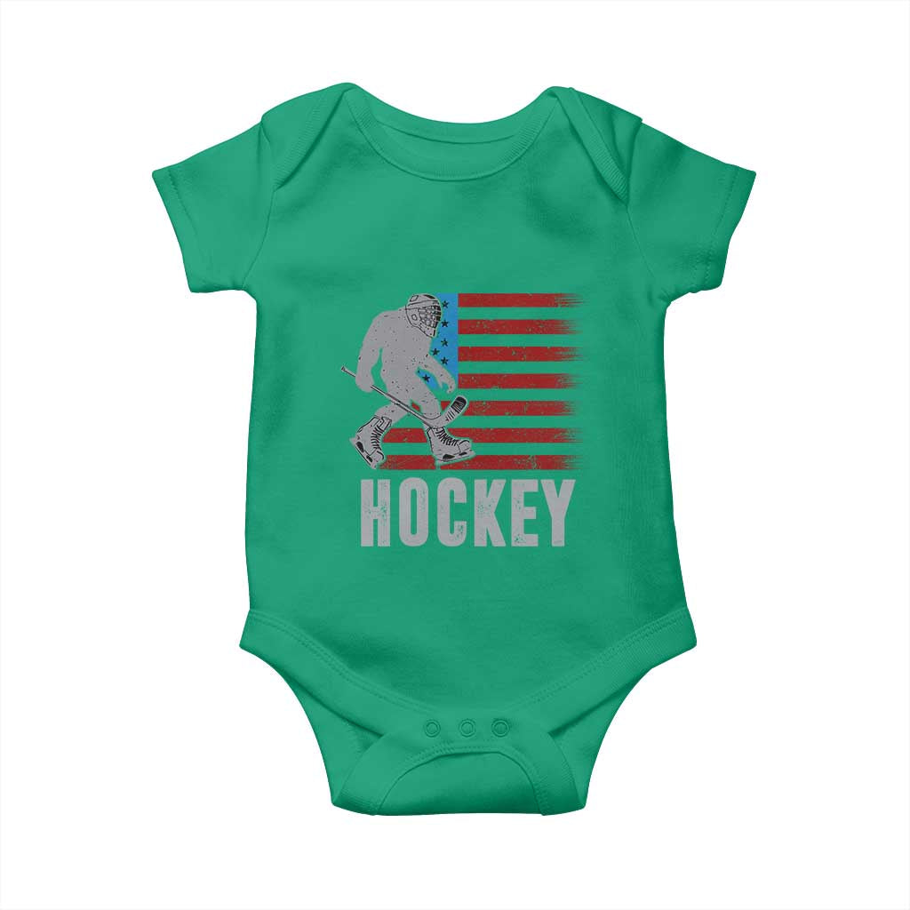 Hockey Bigfoot USA Flag Baby Onesie Vintage Patriotic Ice Hockey Player TS10 Irish Green Print Your Wear