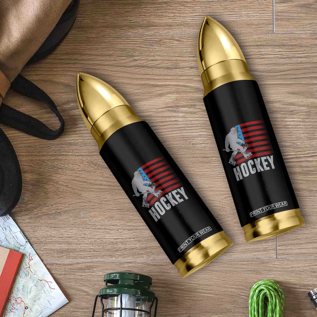 Hockey Bigfoot USA Flag Bullet Tumbler Vintage Patriotic Ice Hockey Player TS10 Print Your Wear