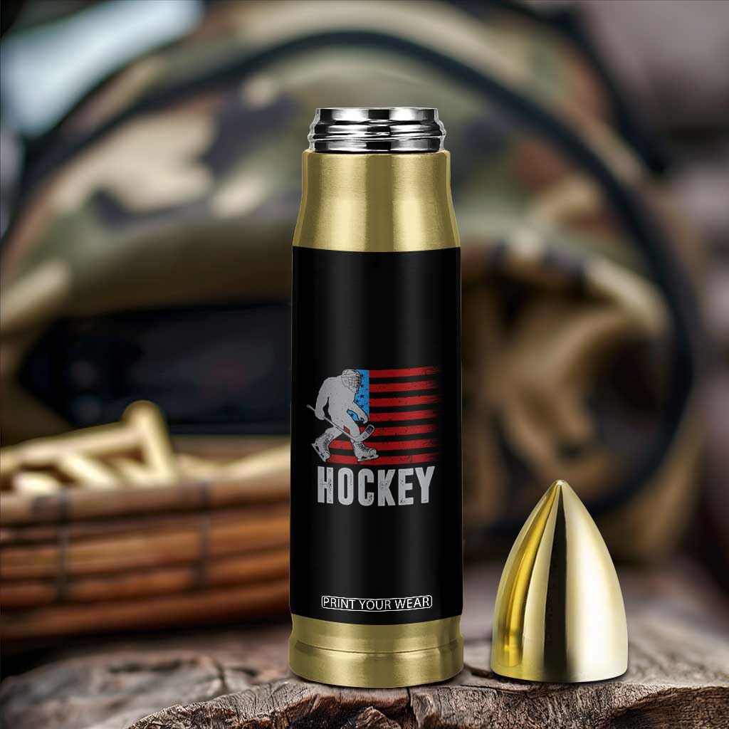 Hockey Bigfoot USA Flag Bullet Tumbler Vintage Patriotic Ice Hockey Player TS10 Print Your Wear