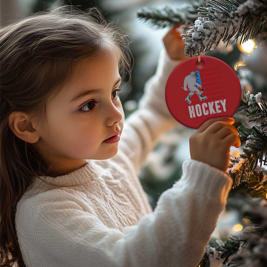 Hockey Bigfoot USA Flag Christmas Ornament Vintage Patriotic Ice Hockey Player TS10 Print Your Wear