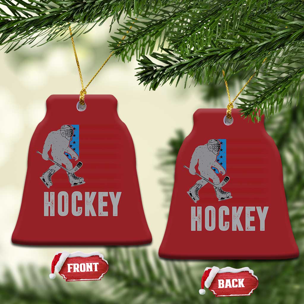 Hockey Bigfoot USA Flag Christmas Ornament Vintage Patriotic Ice Hockey Player TS10 Bell Flake Red Print Your Wear