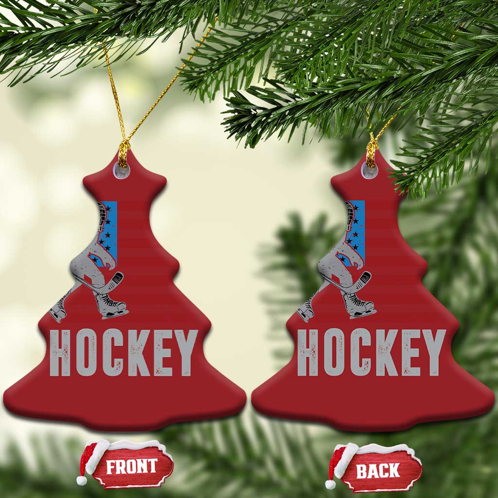 Hockey Bigfoot USA Flag Christmas Ornament Vintage Patriotic Ice Hockey Player TS10 Christmas Tree Red Print Your Wear