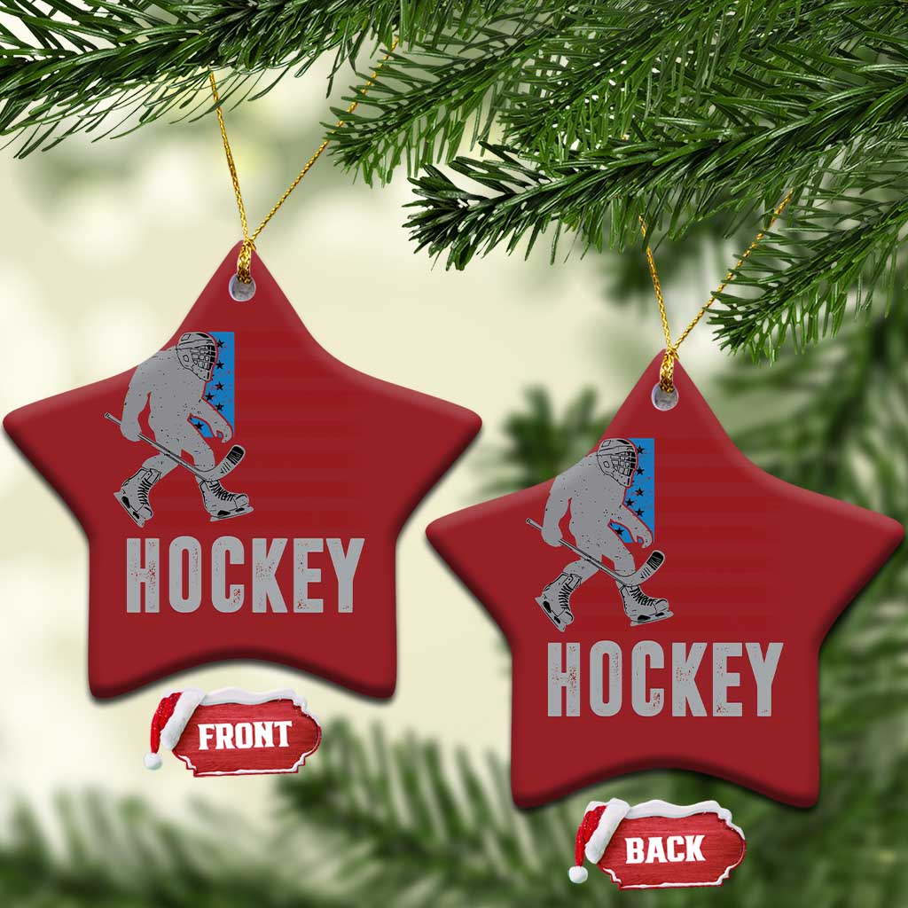 Hockey Bigfoot USA Flag Christmas Ornament Vintage Patriotic Ice Hockey Player TS10 Star Red Print Your Wear