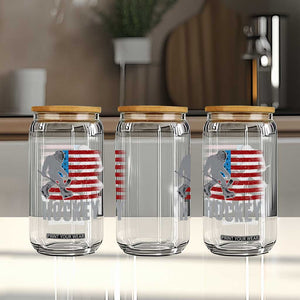 Hockey Bigfoot USA Flag Glass Can Vintage Patriotic Ice Hockey Player TS10 Print Your Wear