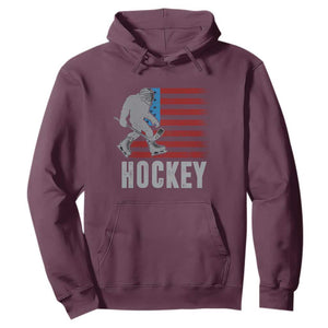 Hockey Bigfoot USA Flag Hoodie Vintage Patriotic Ice Hockey Player TS10 Maroon Print Your Wear