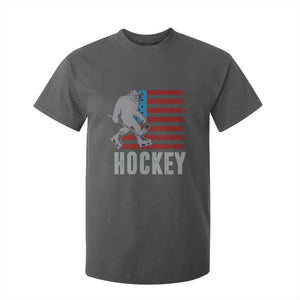 Hockey Bigfoot USA Flag T Shirt For Kid Vintage Patriotic Ice Hockey Player TS10 Dark Heather Print Your Wear
