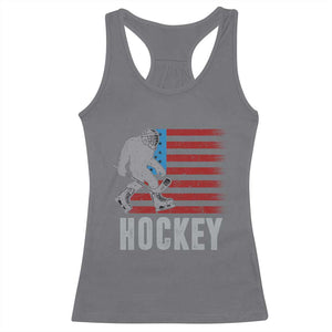 Hockey Bigfoot USA Flag Racerback Tank Top Vintage Patriotic Ice Hockey Player TS10 Charcoal Print Your Wear
