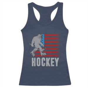 Hockey Bigfoot USA Flag Racerback Tank Top Vintage Patriotic Ice Hockey Player TS10 Navy Print Your Wear