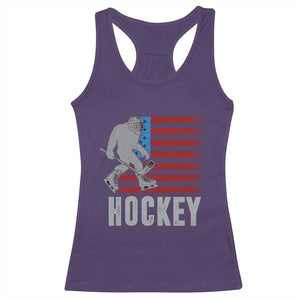 Hockey Bigfoot USA Flag Racerback Tank Top Vintage Patriotic Ice Hockey Player TS10 Purple Print Your Wear