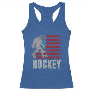 Hockey Bigfoot USA Flag Racerback Tank Top Vintage Patriotic Ice Hockey Player TS10 Royal Blue Print Your Wear