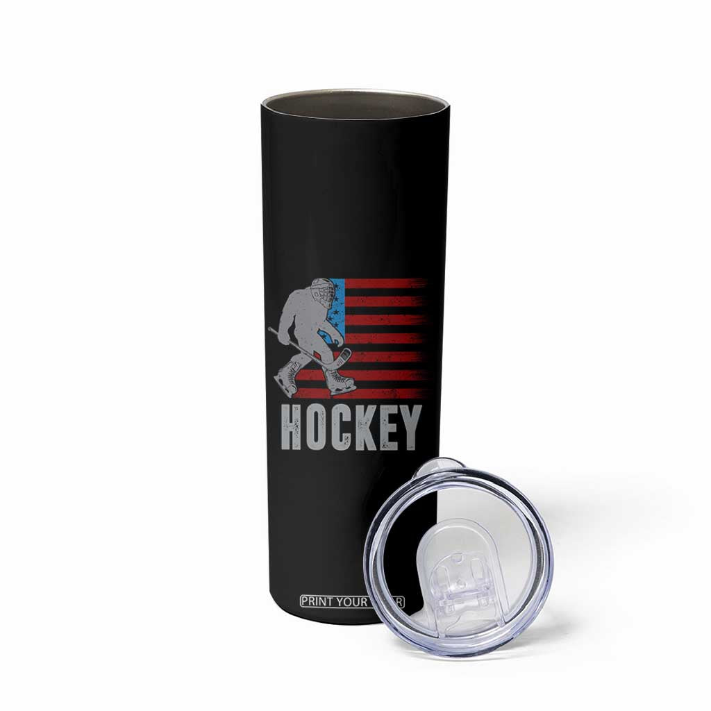 Hockey Bigfoot USA Flag Skinny Tumbler Vintage Patriotic Ice Hockey Player TS10 Print Your Wear