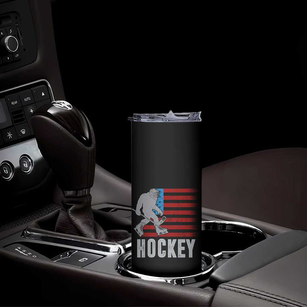 Hockey Bigfoot USA Flag Skinny Tumbler Vintage Patriotic Ice Hockey Player TS10 Print Your Wear