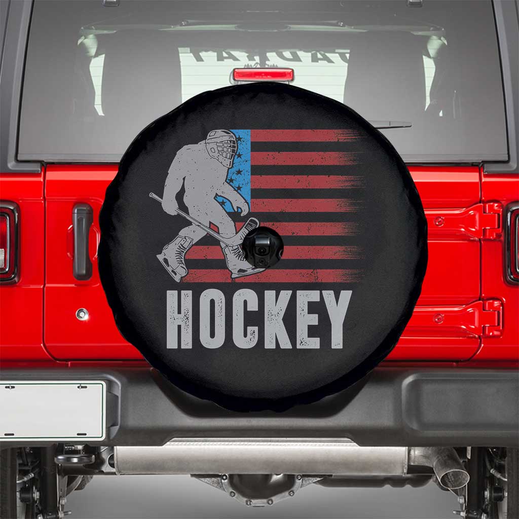 Hockey Bigfoot USA Flag Spare Tire Cover Vintage Patriotic Ice Hockey Player TS10 Black Print Your Wear