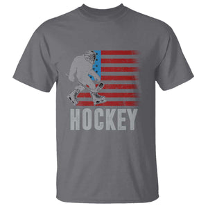 Hockey Bigfoot USA Flag T Shirt Vintage Patriotic Ice Hockey Player TS10 Charcoal Print Your Wear