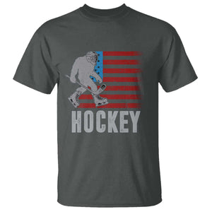 Hockey Bigfoot USA Flag T Shirt Vintage Patriotic Ice Hockey Player TS10 Dark Heather Print Your Wear