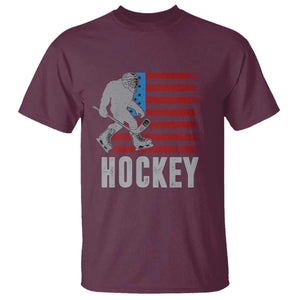 Hockey Bigfoot USA Flag T Shirt Vintage Patriotic Ice Hockey Player TS10 Maroon Print Your Wear