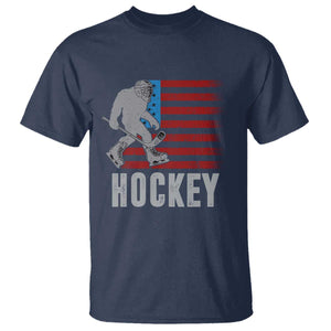 Hockey Bigfoot USA Flag T Shirt Vintage Patriotic Ice Hockey Player TS10 Navy Print Your Wear