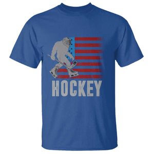 Hockey Bigfoot USA Flag T Shirt Vintage Patriotic Ice Hockey Player TS10 Royal Blue Print Your Wear