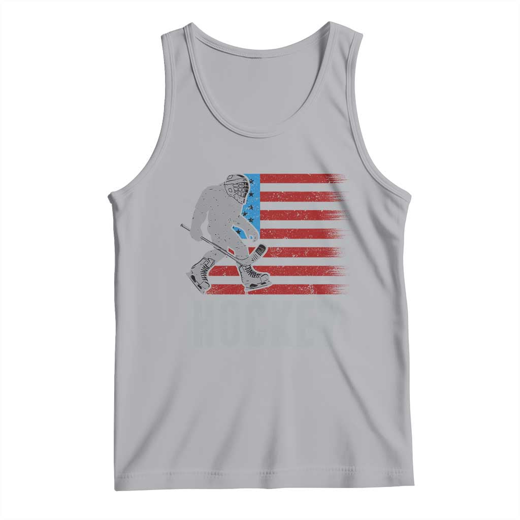 Hockey Bigfoot USA Flag Tank Top Vintage Patriotic Ice Hockey Player TS10 Athletic Heather Print Your Wear