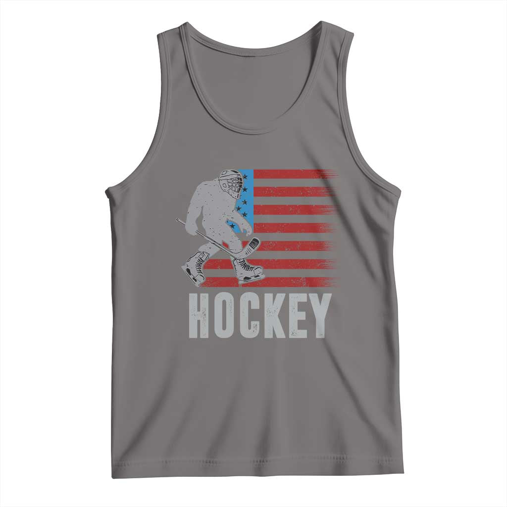 Hockey Bigfoot USA Flag Tank Top Vintage Patriotic Ice Hockey Player TS10 Deep Heather Print Your Wear