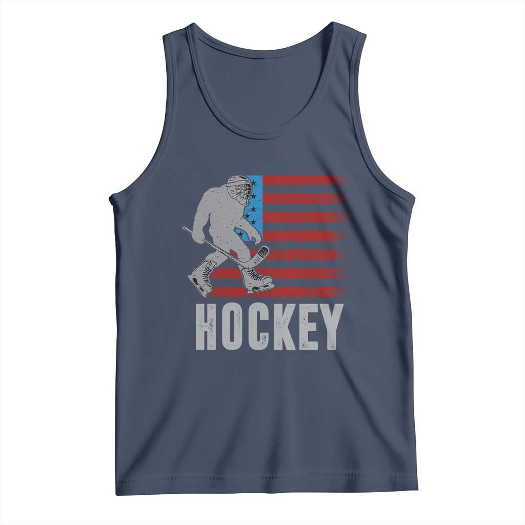 Hockey Bigfoot USA Flag Tank Top Vintage Patriotic Ice Hockey Player TS10 Navy Print Your Wear