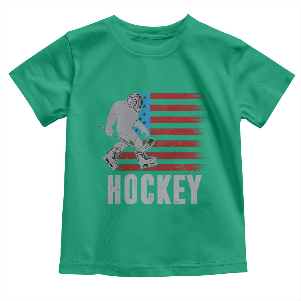 Hockey Bigfoot USA Flag Toddler T Shirt Vintage Patriotic Ice Hockey Player TS10 Irish Green Print Your Wear