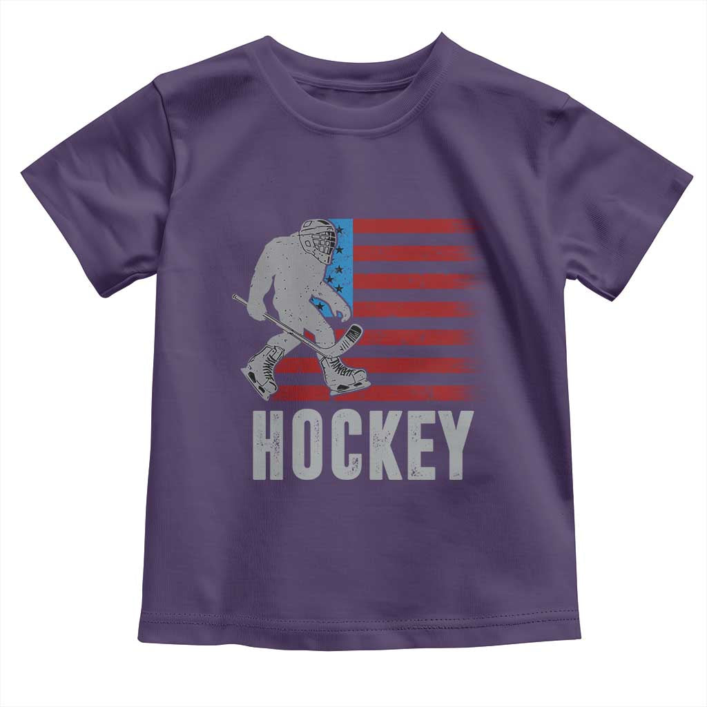 Hockey Bigfoot USA Flag Toddler T Shirt Vintage Patriotic Ice Hockey Player TS10 Purple Print Your Wear
