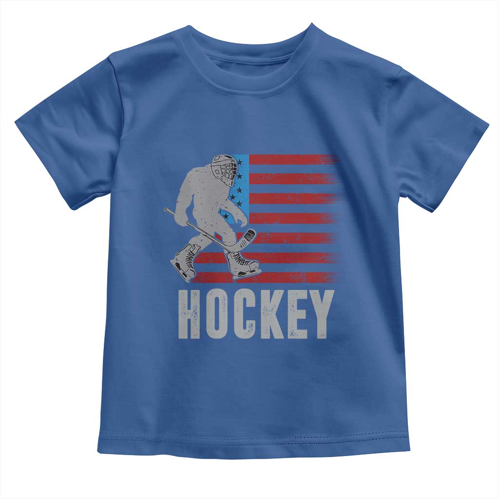 Hockey Bigfoot USA Flag Toddler T Shirt Vintage Patriotic Ice Hockey Player TS10 Royal Blue Print Your Wear