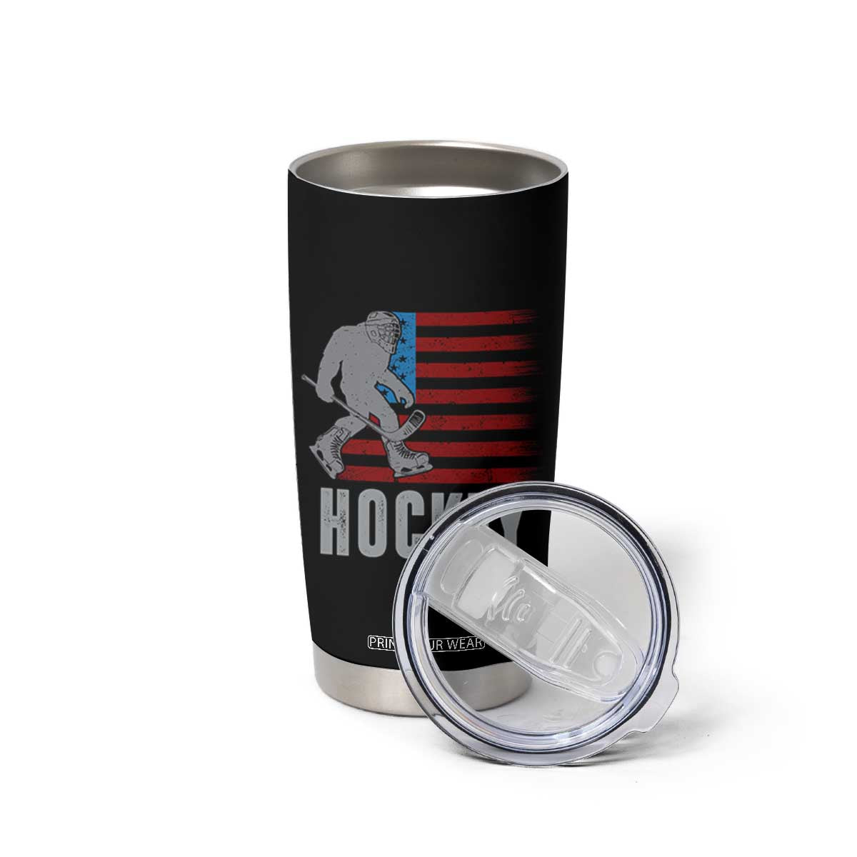 Hockey Bigfoot USA Flag Tumbler Cup Vintage Patriotic Ice Hockey Player TS10 Print Your Wear