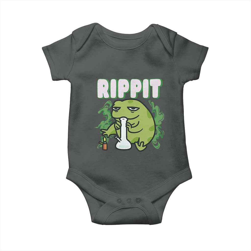Rippit Frog Meme Baby Onesie Funny Stoner Bong Rip TS10 Dark Heather Print Your Wear