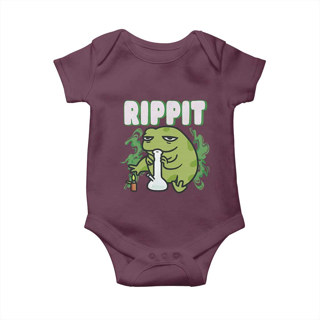 Rippit Frog Meme Baby Onesie Funny Stoner Bong Rip TS10 Maroon Print Your Wear