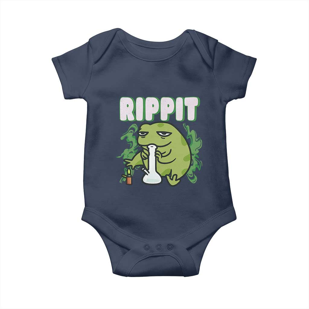 Rippit Frog Meme Baby Onesie Funny Stoner Bong Rip TS10 Navy Print Your Wear