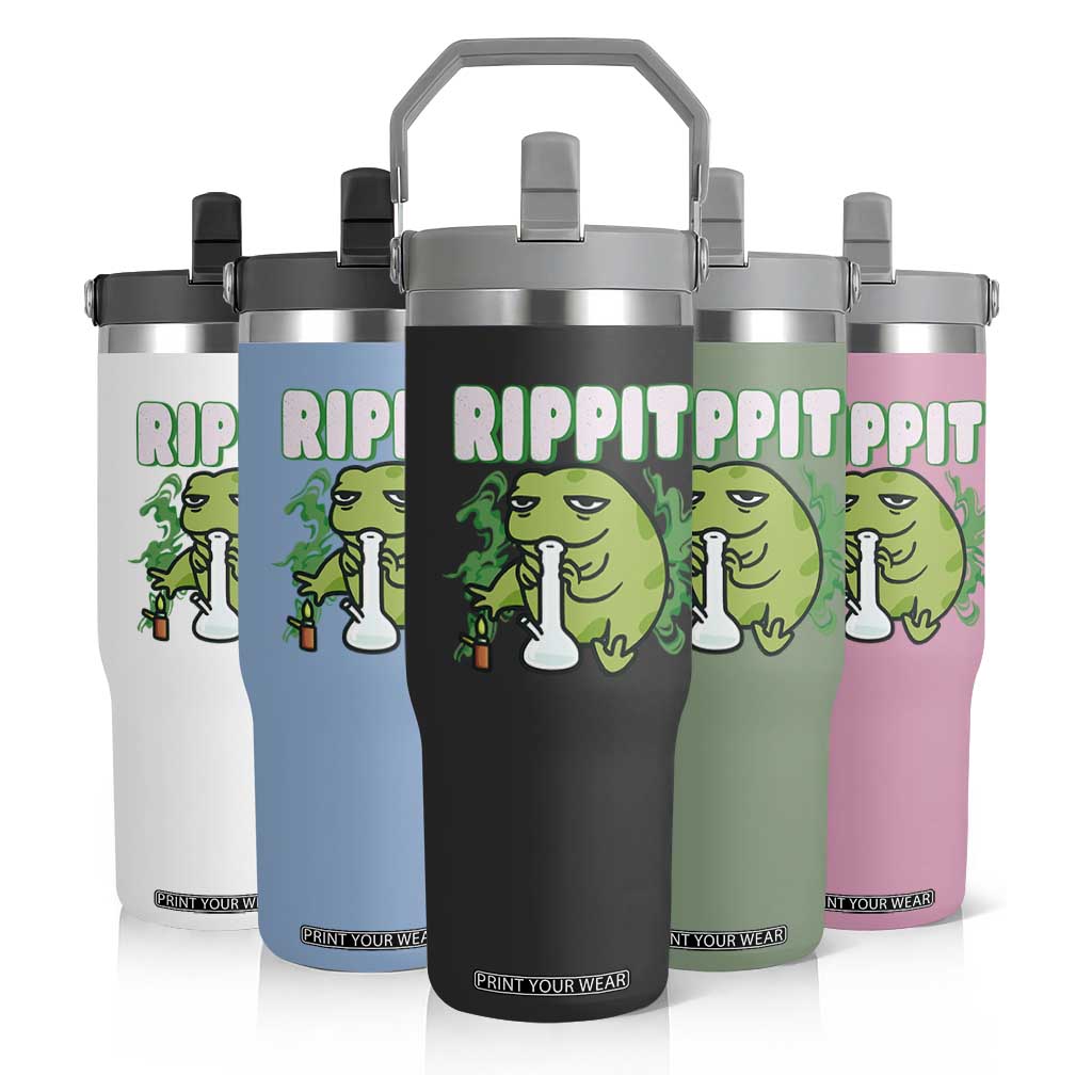 Rippit Frog Meme Flip Straw Tumbler Funny Stoner Bong Rip TS10 Print Your Wear
