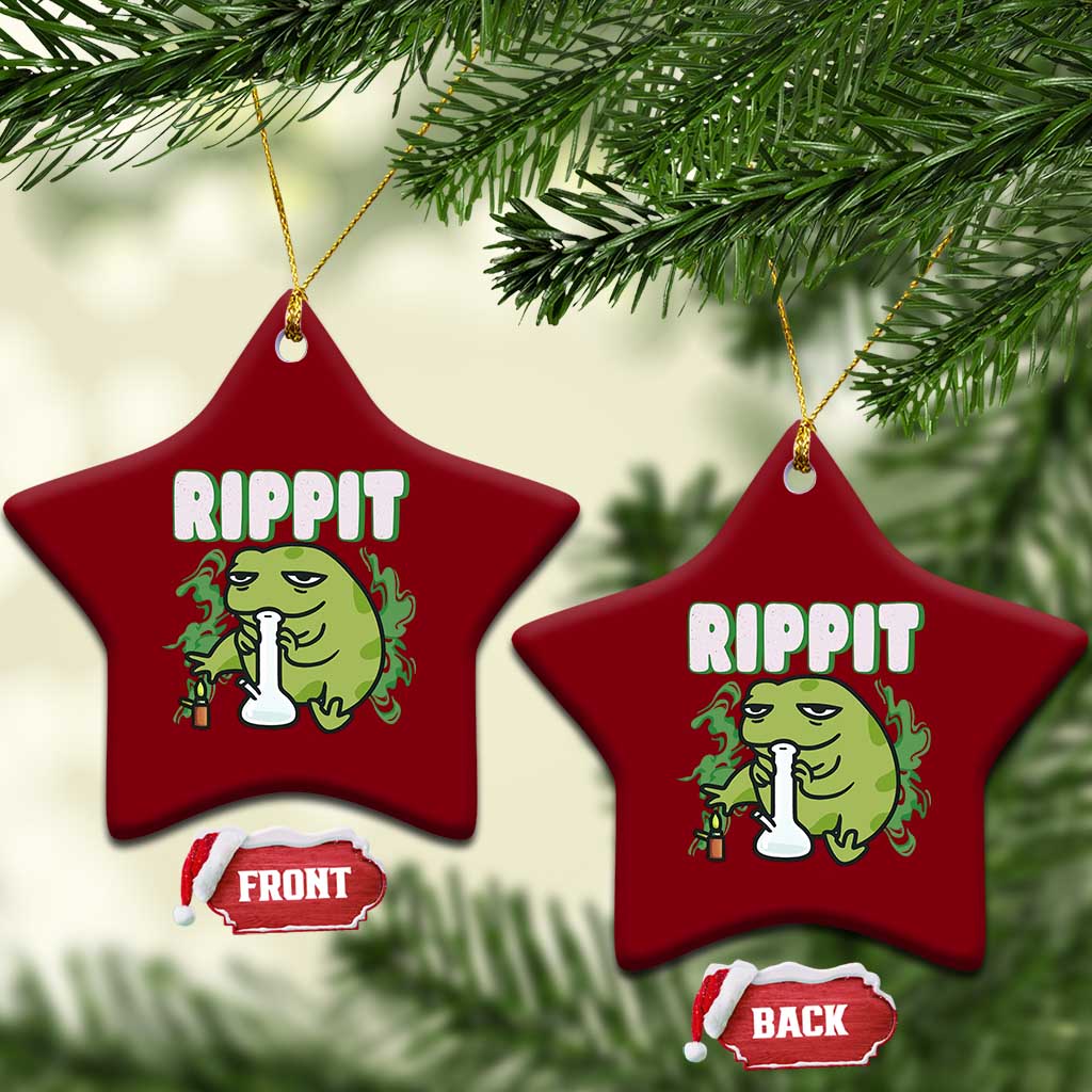 Rippit Frog Meme Ceramic Ornament Funny Stoner Bong Rip TS10 Print Your Wear