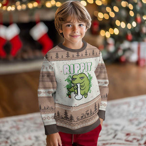 Rippit Frog Meme Ugly Christmas Sweater Funny Stoner Bong Rip TS10 Mocha Mousse Print Your Wear