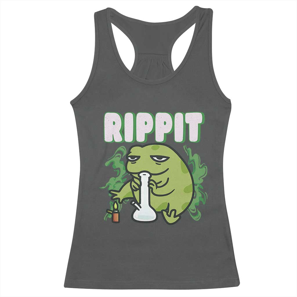 Rippit Frog Meme Racerback Tank Top Funny Stoner Bong Rip TS10 Dark Heather Print Your Wear