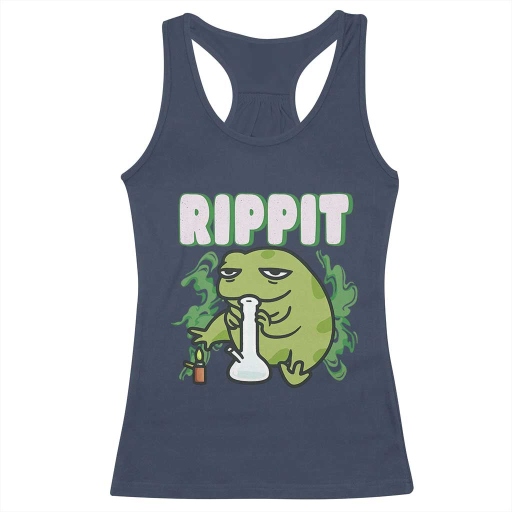 Rippit Frog Meme Racerback Tank Top Funny Stoner Bong Rip TS10 Navy Print Your Wear