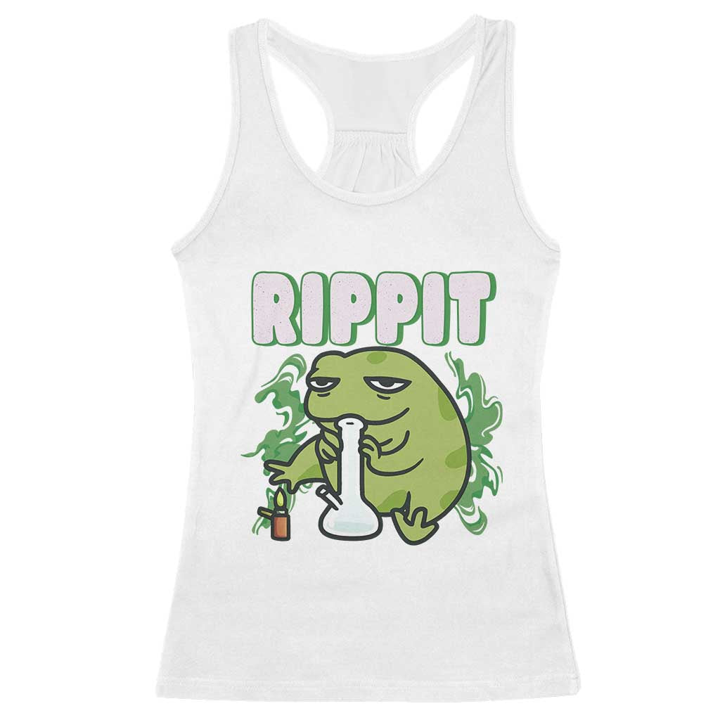 Rippit Frog Meme Racerback Tank Top Funny Stoner Bong Rip TS10 White Print Your Wear